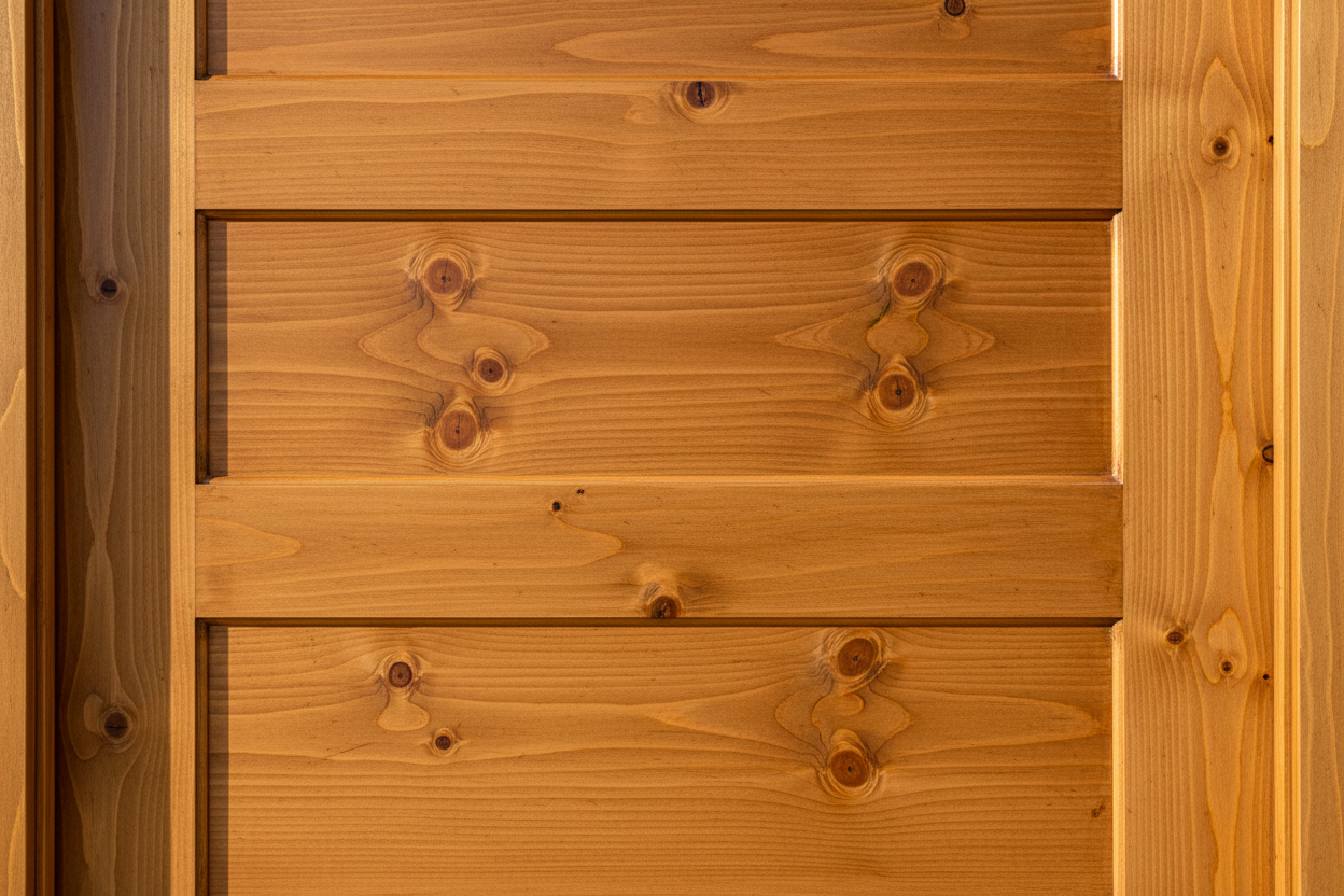 Stained Pine Door Close-Up
