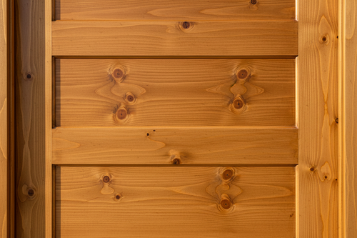 Stained Pine Door Close-Up